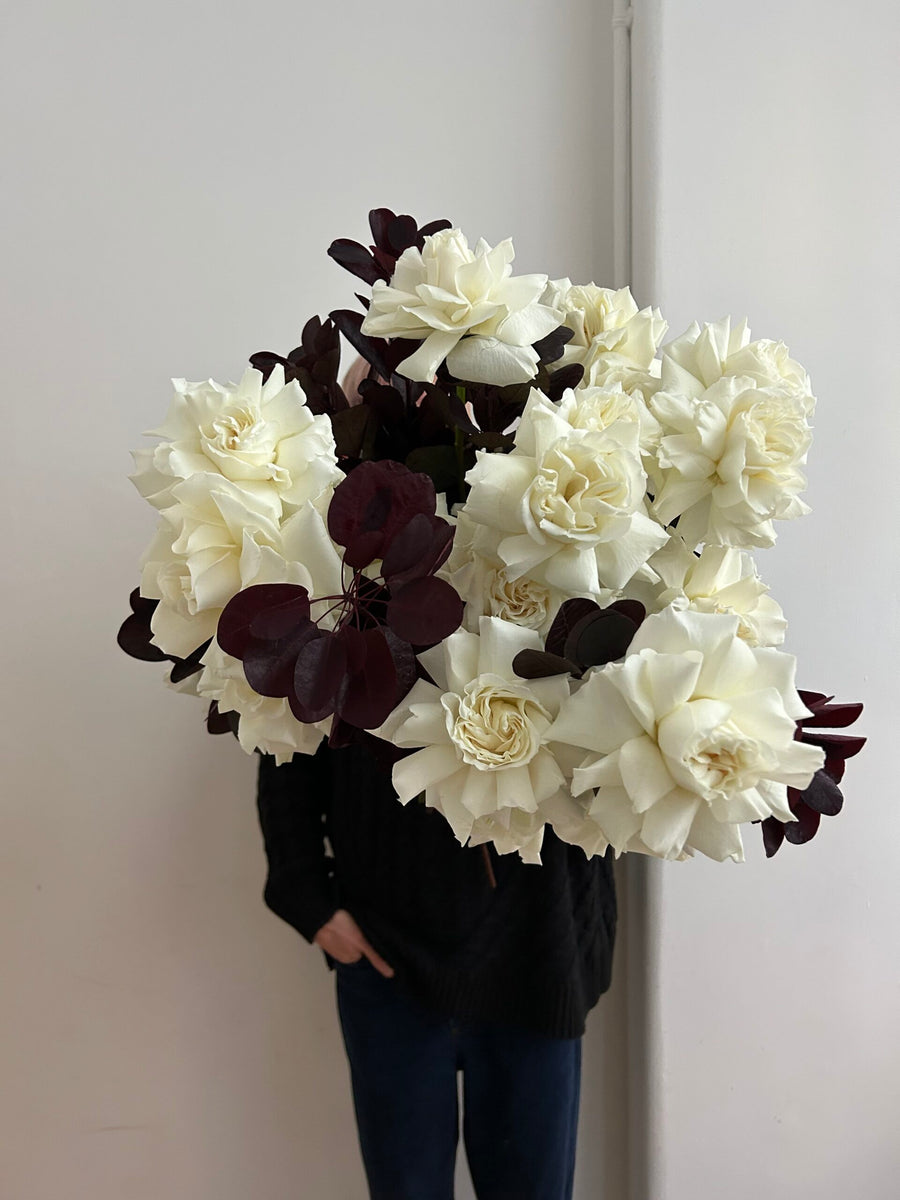 White Roses Bouquet and Seasonal Foliages image 0