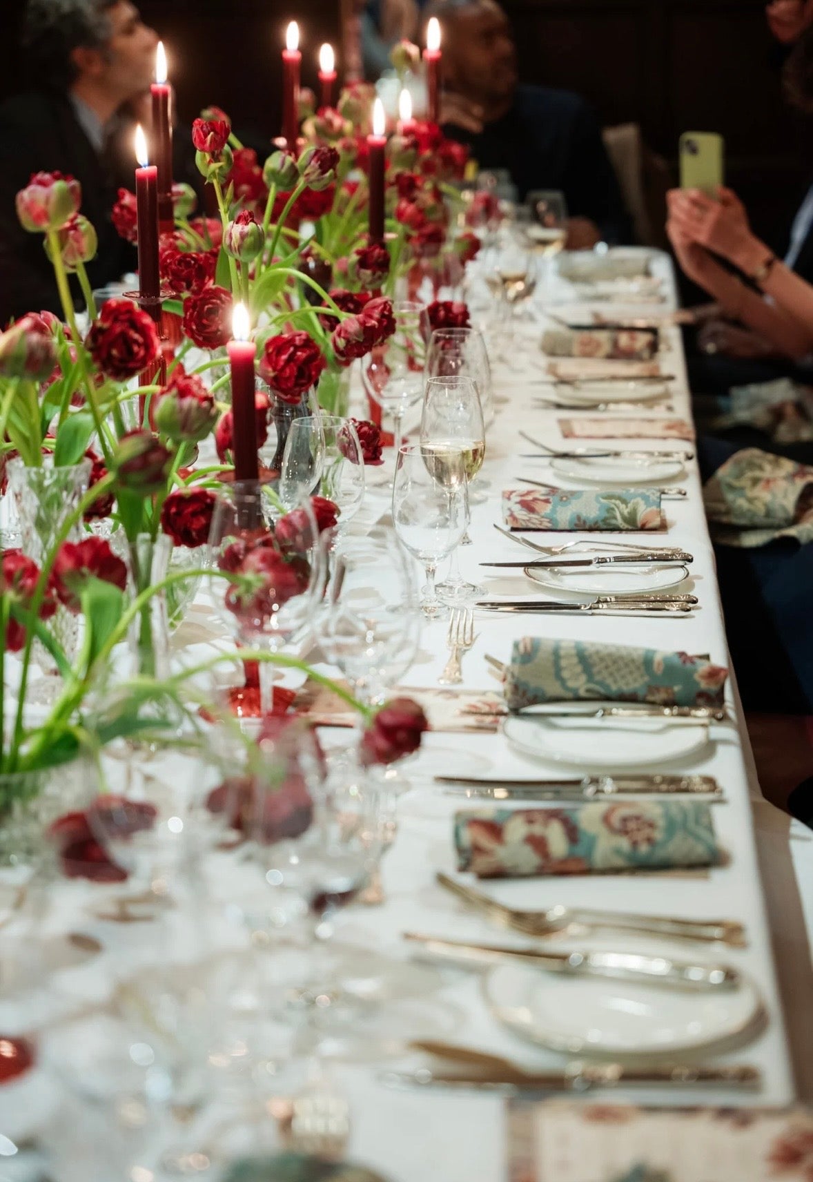 Floral tablescape at Rules London for Cabana and Cire Trudon