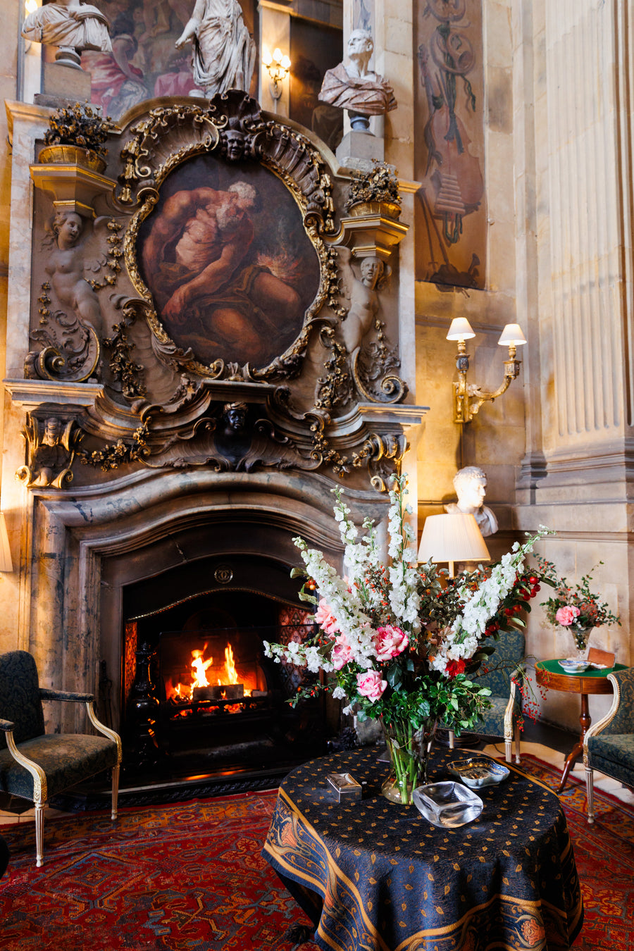 Sculptural floral arrangement at Castle Howard