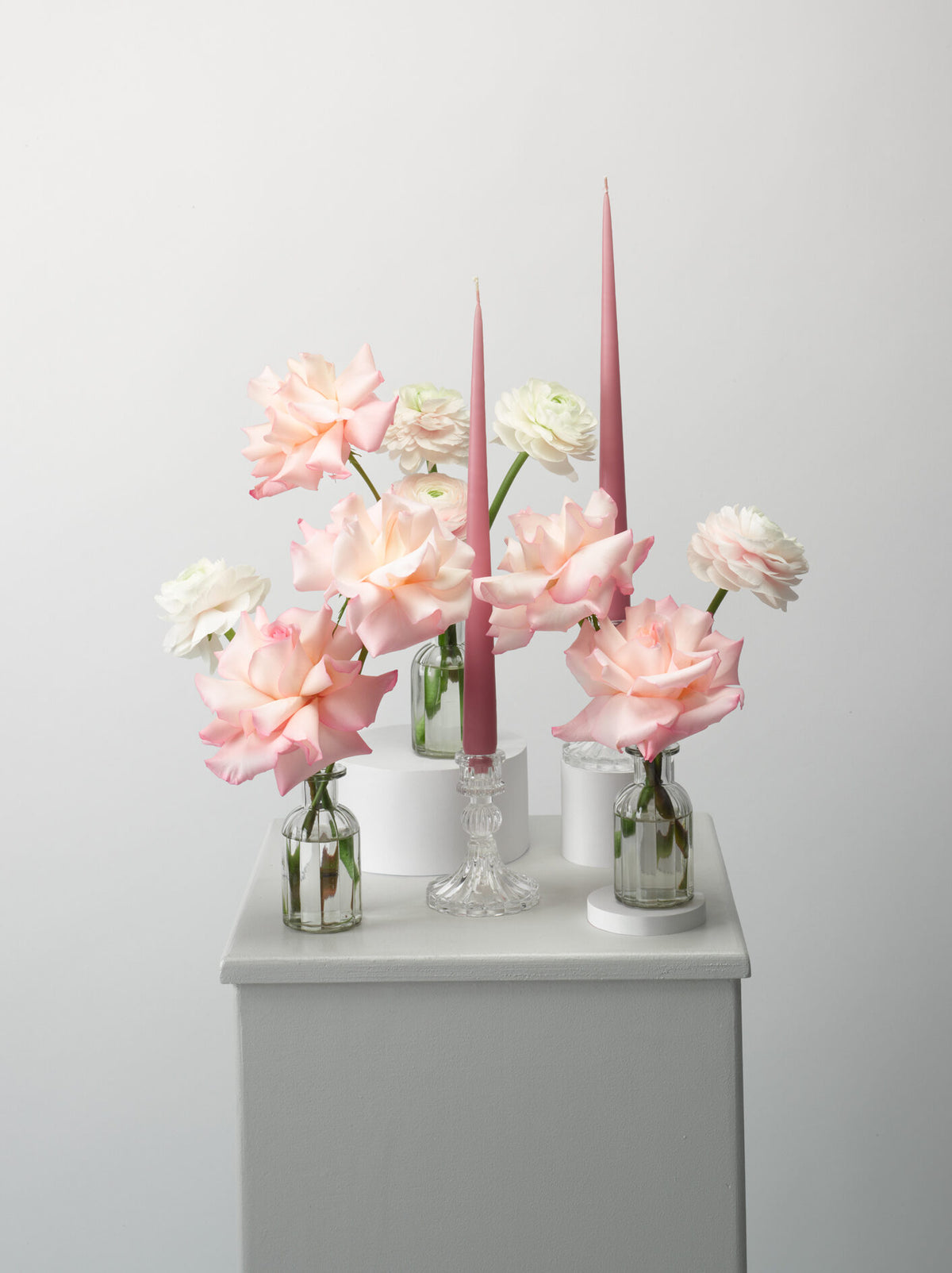 Pale Pink Rose Bud Vase Set