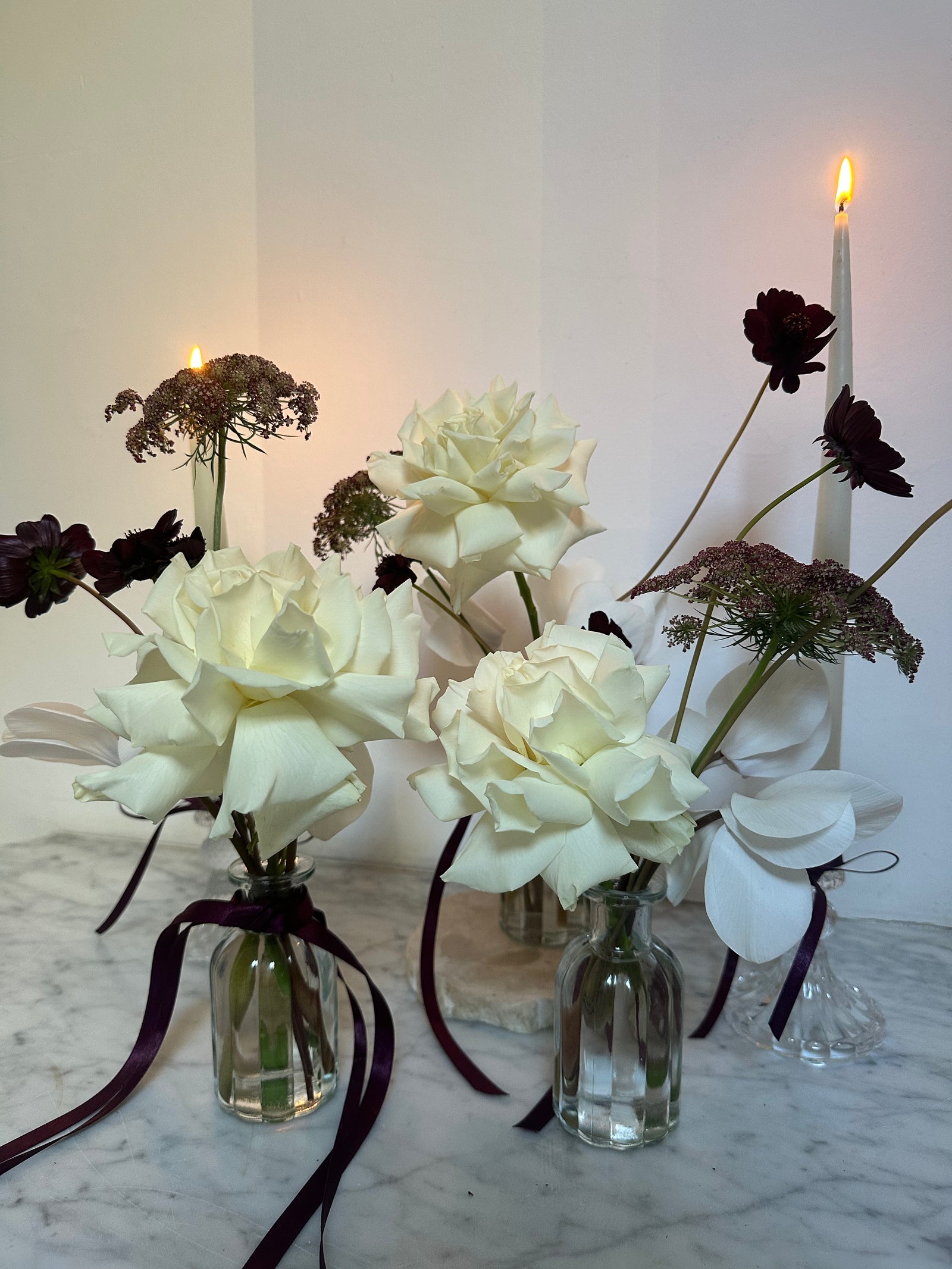 Ivory and Ink Bud Vase Set