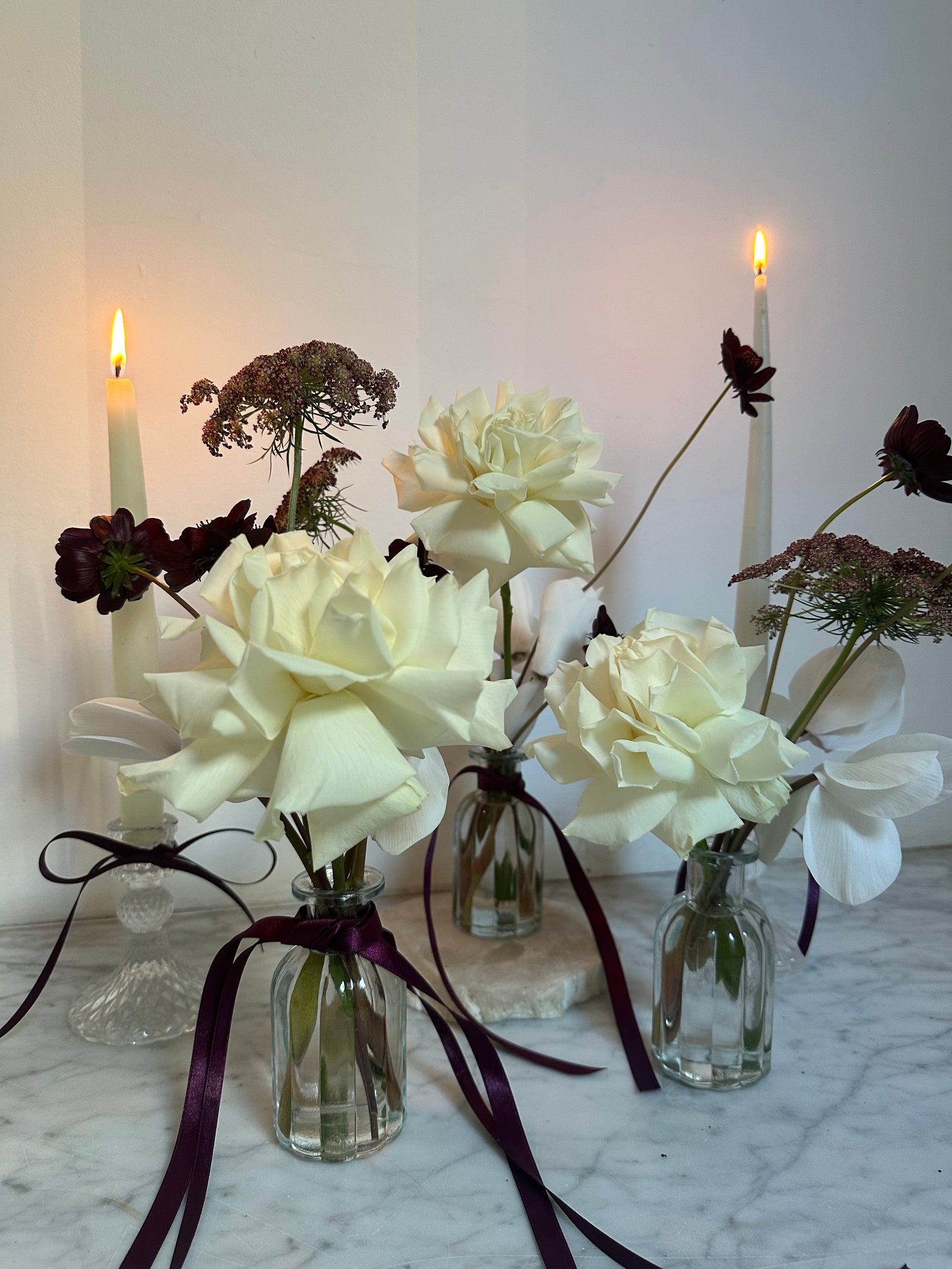 Ivory and Ink Bud Vase Set