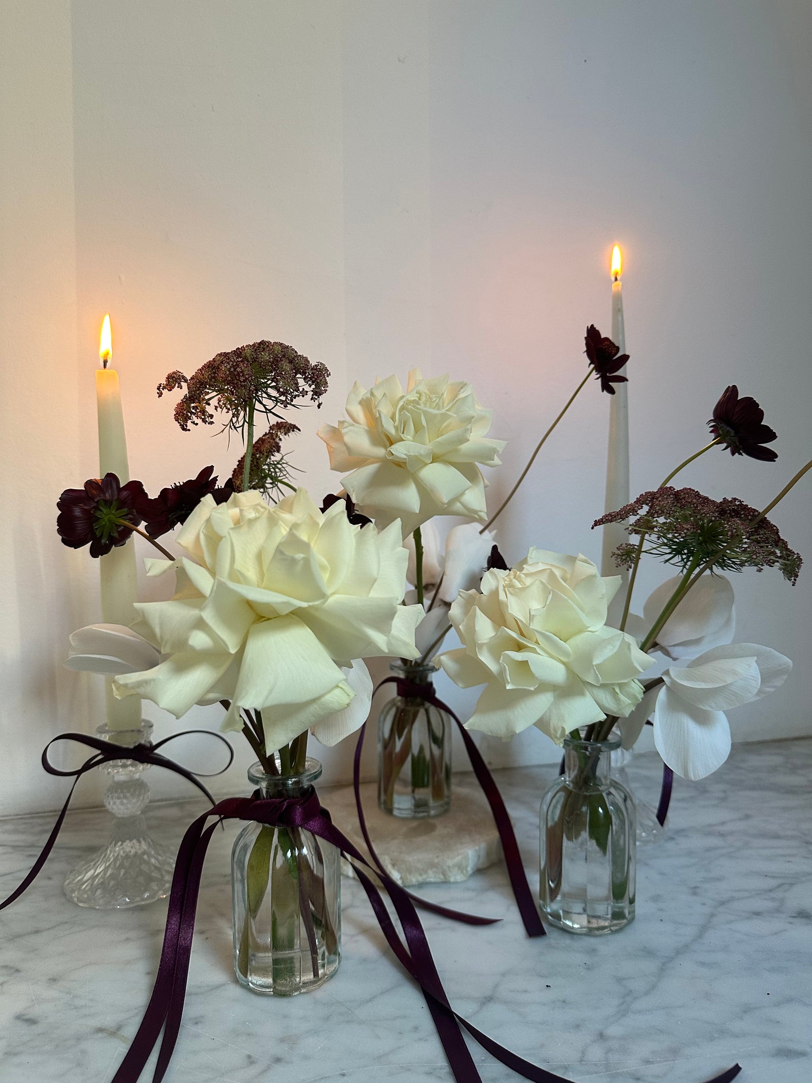 Ivory and Ink Bud Vase Set