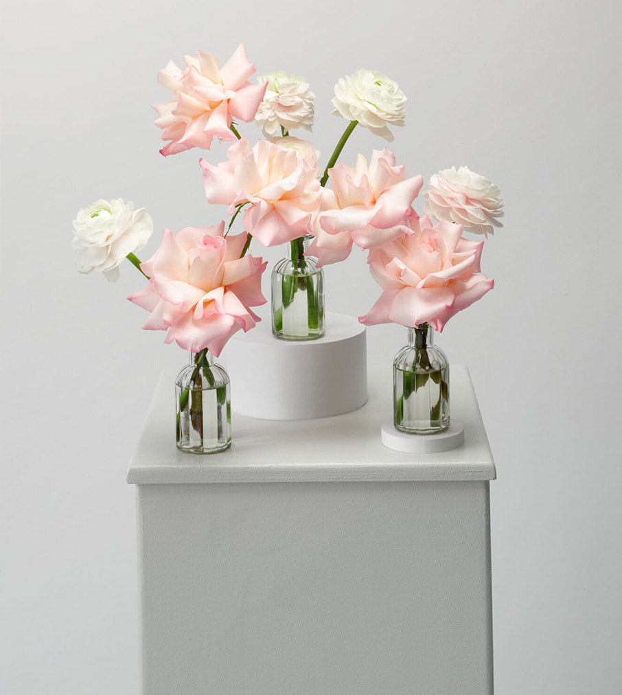 Pale Pink Rose Bud Vase Set