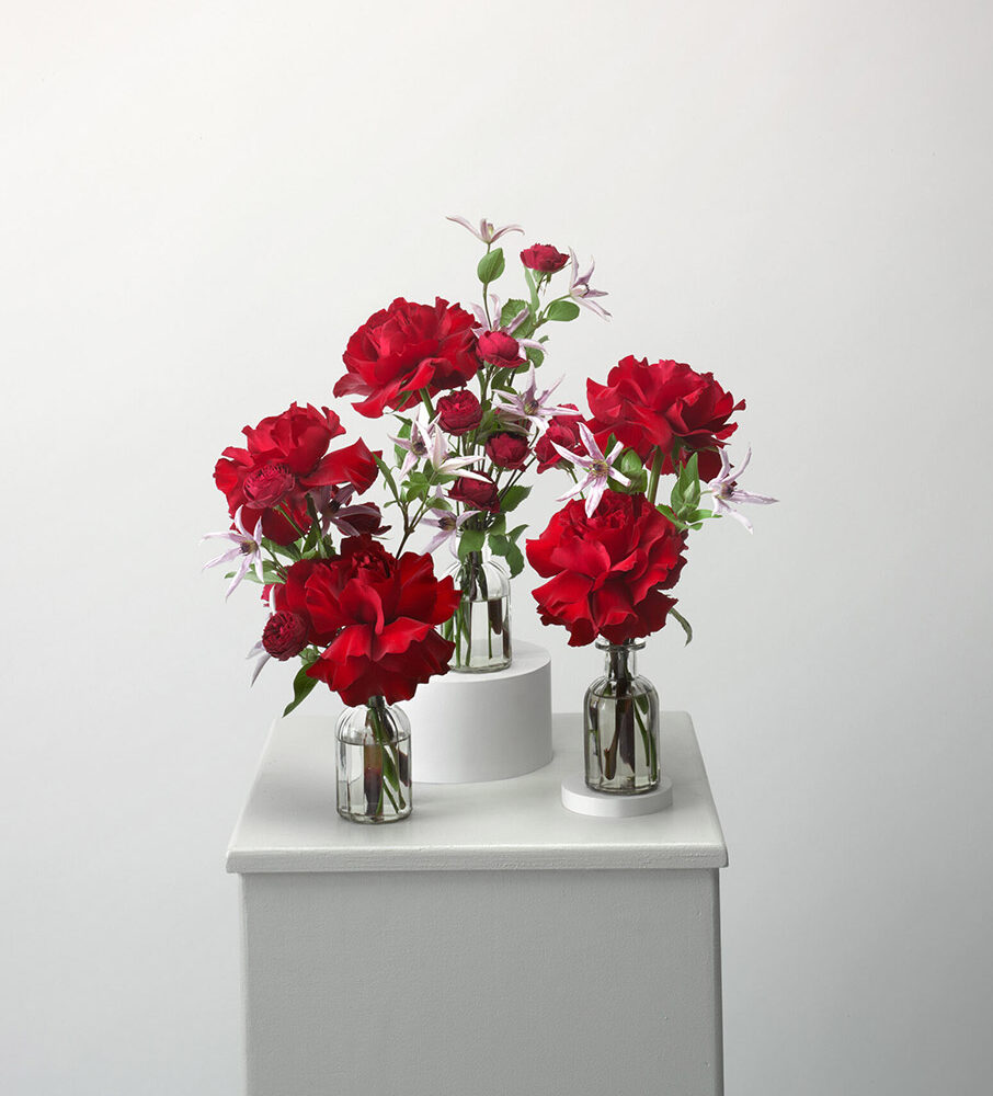 Red Rose Bud Vase Set - Grandirosa